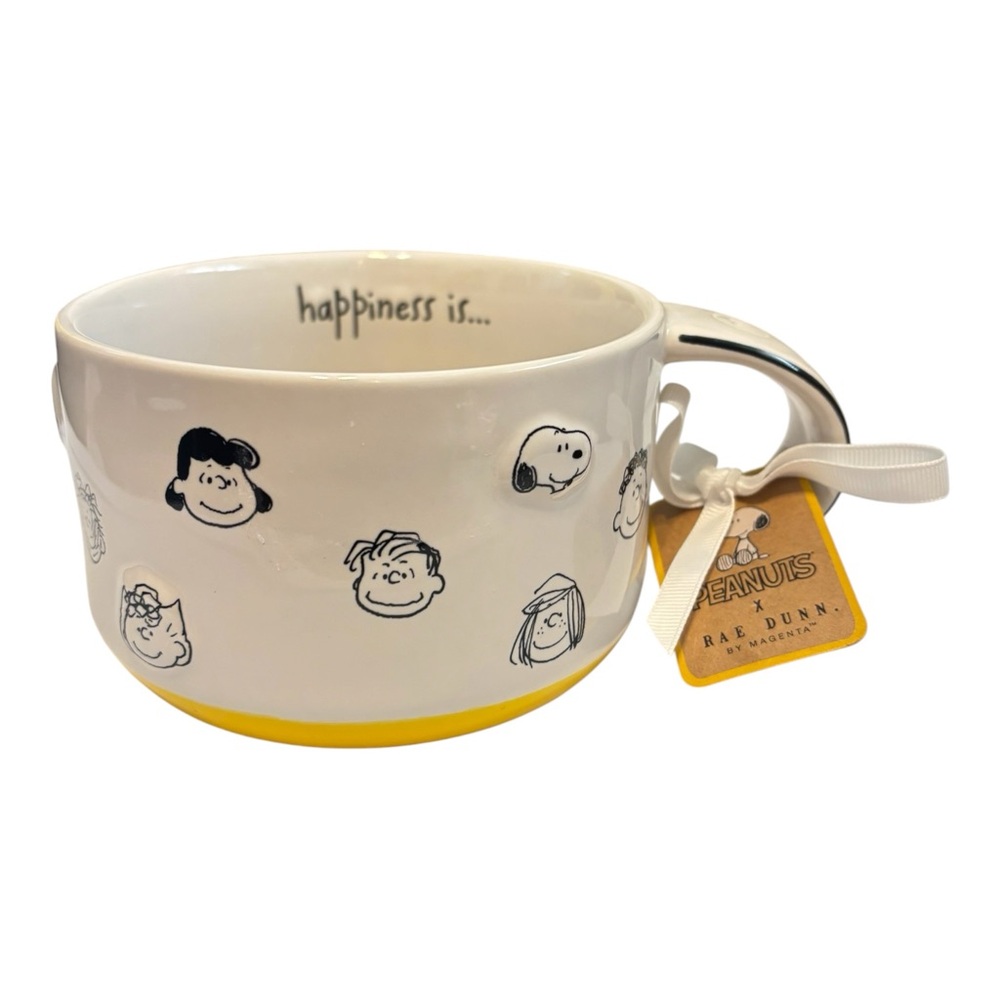 Rae Dunn Peanuts 'happiness is...' Ceramic Mug for soup or large hot drinks NWT